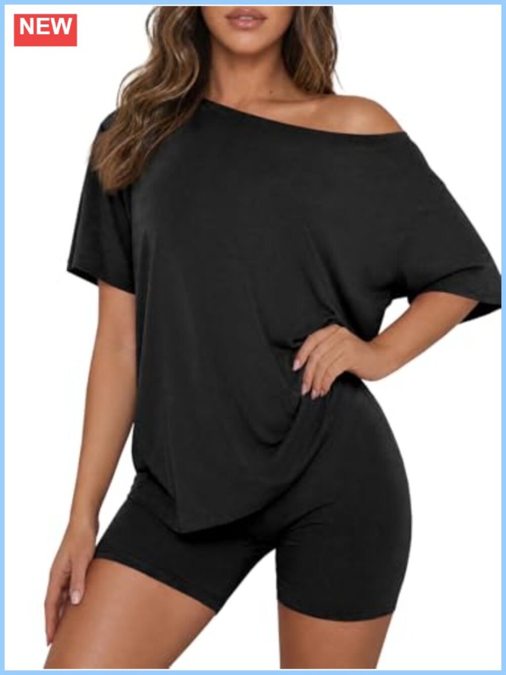 2 Piece Lounge Set Oversized Tee & Biker Shorts